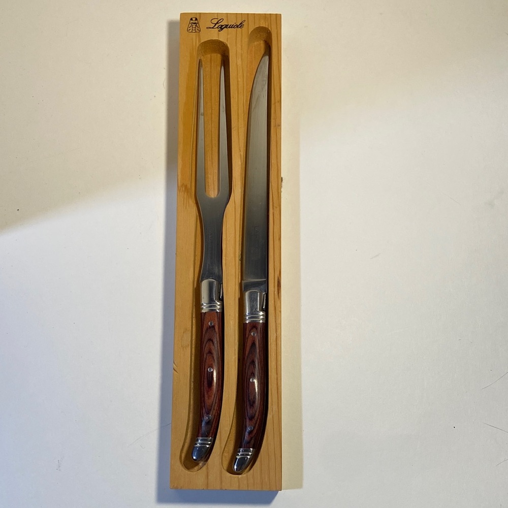 Laguiole Carving Set with Rich Wood Handles